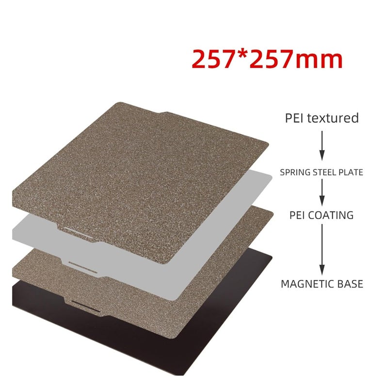 بامبو لاب X1 X1C P1P 257x257 مم لوحة بناء مغناطيسية من الفولاذ الربيعي PEY PEI ناعمة وملمس - Image 2